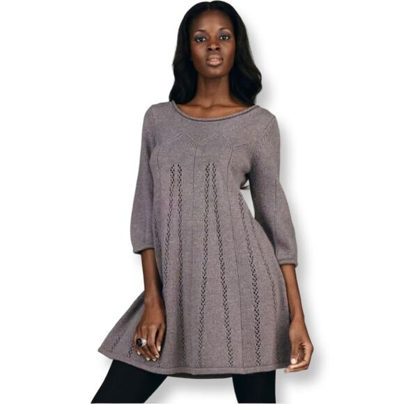Vintage Y2K French Connection Gray Knit Baby Doll Sweater Dress - Picture 1 of 5